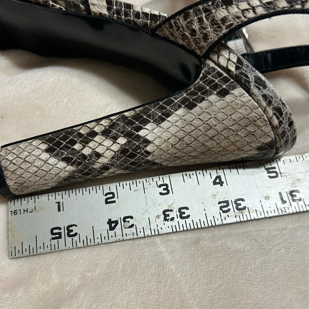 BCBGeneration Snakeskin Print Slingback 5” Platform Heels